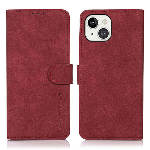 Coque Portefeuille Livre Cuir Etui Clapet T02 pour Apple iPhone 14 Rouge