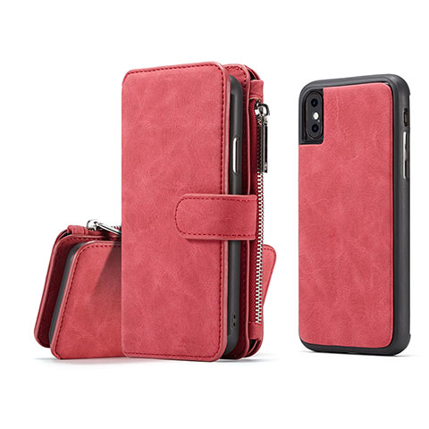 Coque Portefeuille Livre Cuir Etui Clapet T02 pour Apple iPhone X Rouge