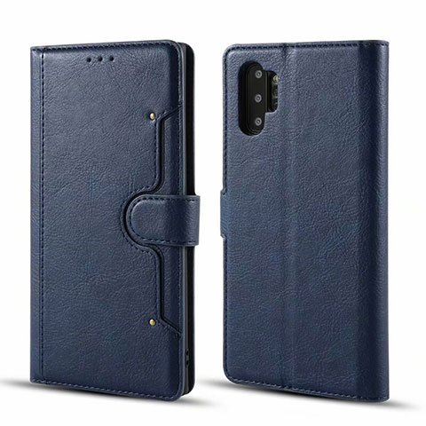 Coque Portefeuille Livre Cuir Etui Clapet T02 pour Samsung Galaxy Note 10 Plus 5G Bleu