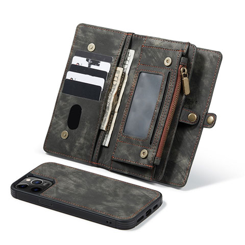 Coque Portefeuille Livre Cuir Etui Clapet T03 pour Apple iPhone 12 Pro Max Noir
