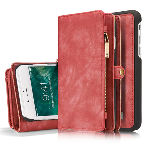 Coque Portefeuille Livre Cuir Etui Clapet T03 pour Apple iPhone 8 Plus Rouge