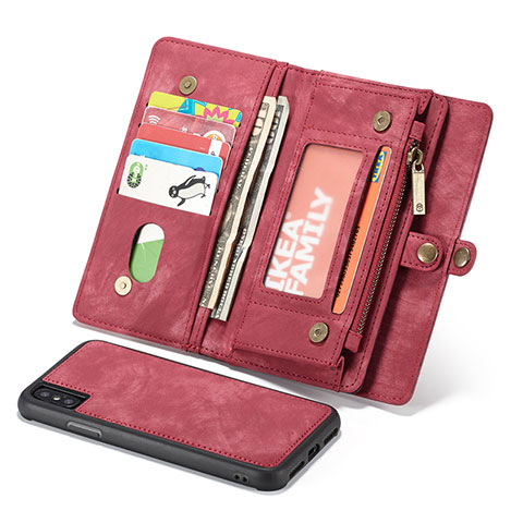 Coque Portefeuille Livre Cuir Etui Clapet T03 pour Apple iPhone X Rouge