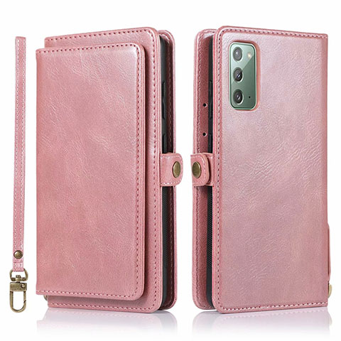 Coque Portefeuille Livre Cuir Etui Clapet T03 pour Samsung Galaxy Note 20 5G Or Rose