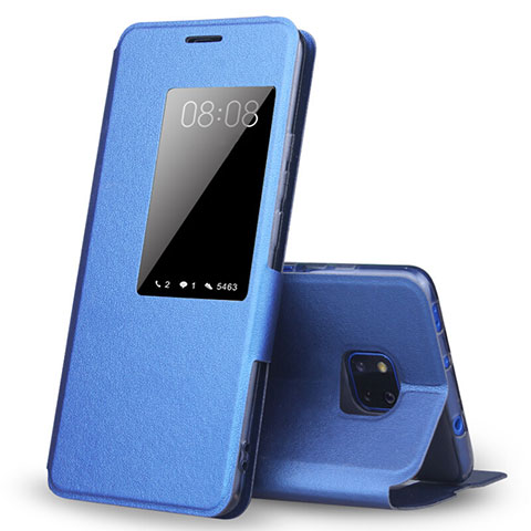 Coque Portefeuille Livre Cuir Etui Clapet T04 pour Huawei Mate 20 Pro Bleu