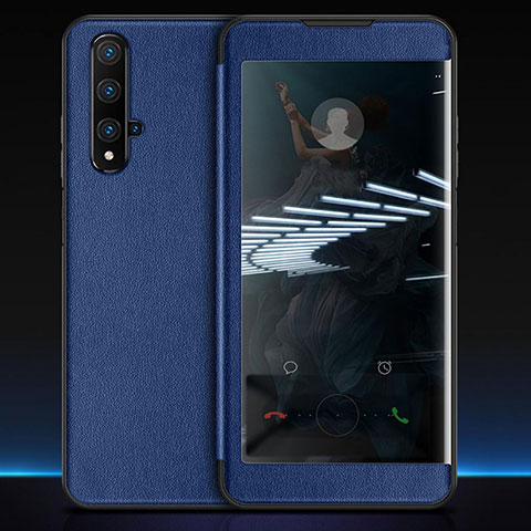 Coque Portefeuille Livre Cuir Etui Clapet T05 pour Huawei Honor 20 Bleu
