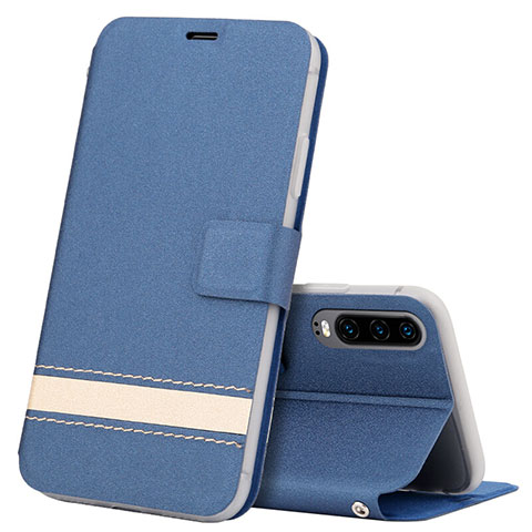 Coque Portefeuille Livre Cuir Etui Clapet T05 pour Huawei P30 Bleu