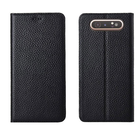 Coque Portefeuille Livre Cuir Etui Clapet T05 pour Samsung Galaxy A80 Noir