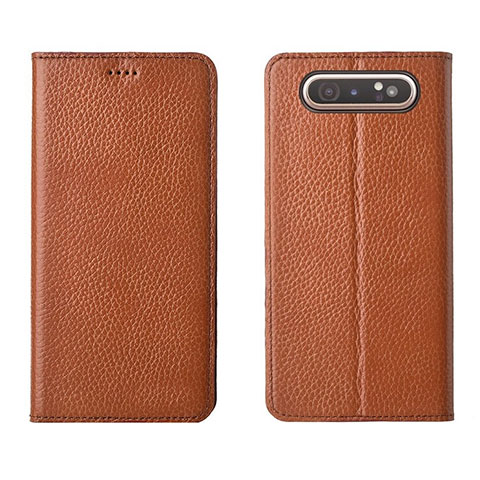 Coque Portefeuille Livre Cuir Etui Clapet T05 pour Samsung Galaxy A80 Orange