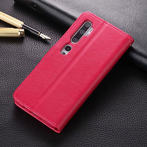 Coque Portefeuille Livre Cuir Etui Clapet T05 pour Xiaomi Mi Note 10 Rose Rouge
