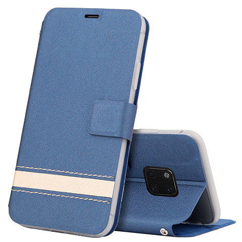 Coque Portefeuille Livre Cuir Etui Clapet T06 pour Huawei Mate 20 Pro Bleu