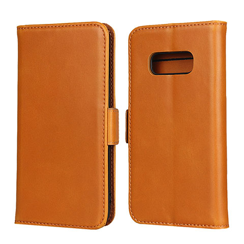 Coque Portefeuille Livre Cuir Etui Clapet T06 pour Samsung Galaxy S10e Orange