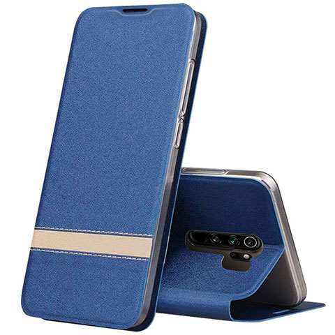 Coque Portefeuille Livre Cuir Etui Clapet T06 pour Xiaomi Redmi Note 8 Pro Bleu