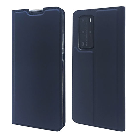 Coque Portefeuille Livre Cuir Etui Clapet T07 pour Huawei P40 Pro Bleu