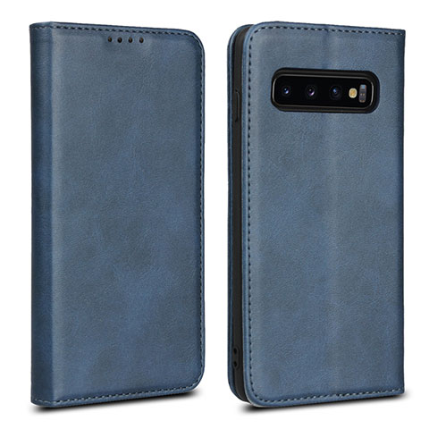 Coque Portefeuille Livre Cuir Etui Clapet T07 pour Samsung Galaxy S10 Bleu