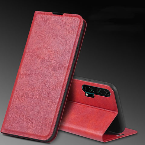 Coque Portefeuille Livre Cuir Etui Clapet T08 pour Huawei Honor 20 Pro Rouge
