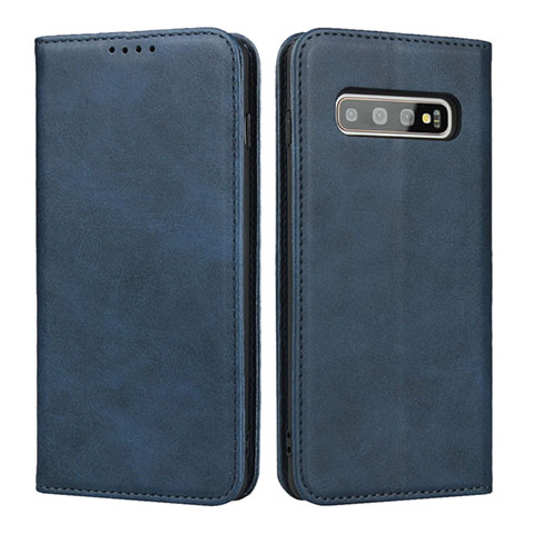 Coque Portefeuille Livre Cuir Etui Clapet T08 pour Samsung Galaxy S10 Plus Bleu