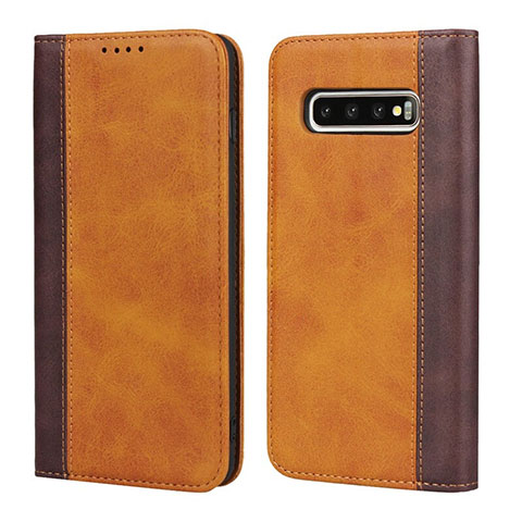 Coque Portefeuille Livre Cuir Etui Clapet T09 pour Samsung Galaxy S10 5G Orange