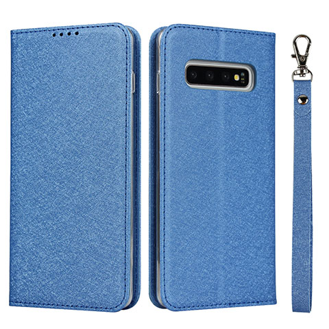 Coque Portefeuille Livre Cuir Etui Clapet T09 pour Samsung Galaxy S10 Plus Bleu
