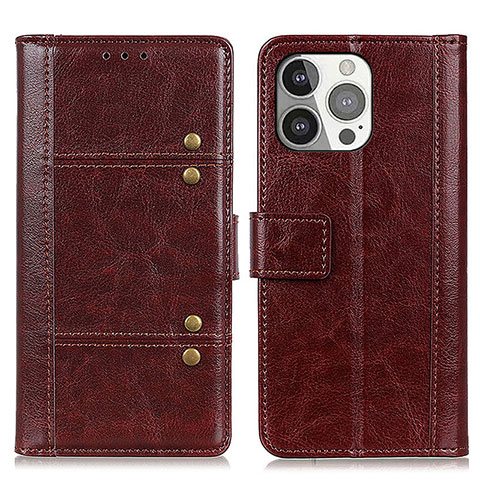 Coque Portefeuille Livre Cuir Etui Clapet T10 pour Apple iPhone 13 Pro Marron