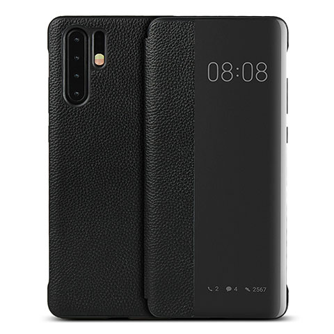 Coque Portefeuille Livre Cuir Etui Clapet T16 pour Huawei P30 Pro New Edition Noir