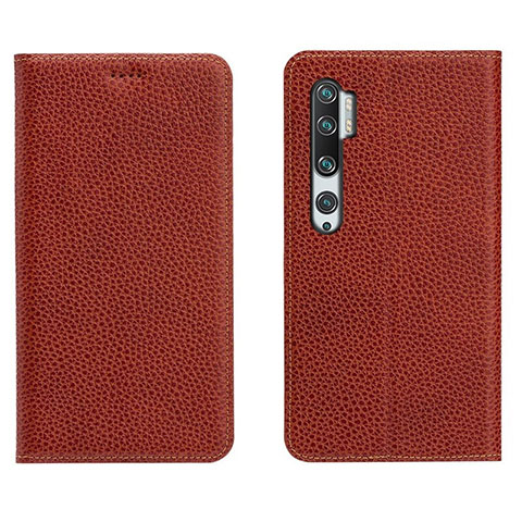 Coque Portefeuille Livre Cuir Etui Clapet T16 pour Xiaomi Mi Note 10 Marron