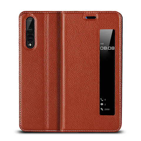Coque Portefeuille Livre Cuir Etui Clapet T17 pour Huawei P20 Pro Orange