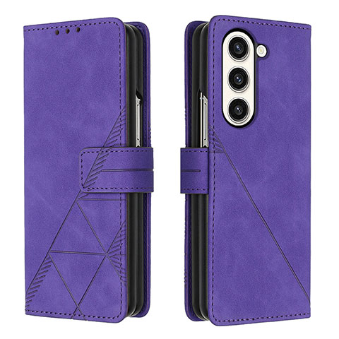 Coque Portefeuille Livre Cuir Etui Clapet Y02B pour Samsung Galaxy Z Fold5 5G Violet