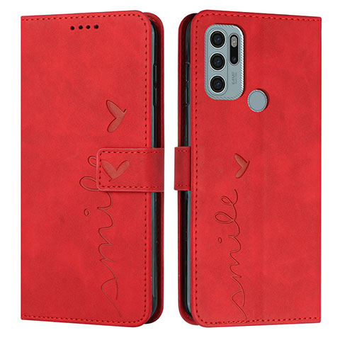 Coque Portefeuille Livre Cuir Etui Clapet Y03X pour Motorola Moto G60s Rouge
