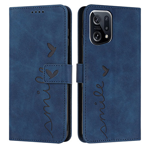 Coque Portefeuille Livre Cuir Etui Clapet Y03X pour Oppo Find X5 5G Bleu