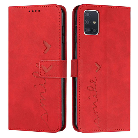 Coque Portefeuille Livre Cuir Etui Clapet Y03X pour Samsung Galaxy A51 4G Rouge