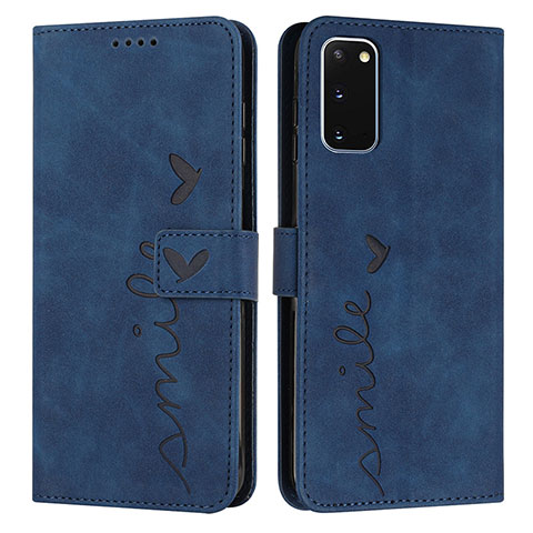 Coque Portefeuille Livre Cuir Etui Clapet Y03X pour Samsung Galaxy S20 Bleu