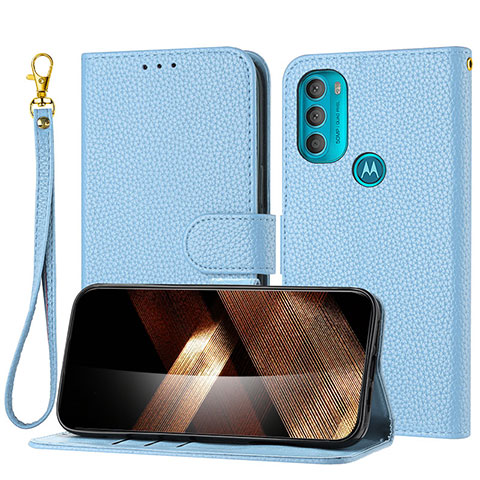Coque Portefeuille Livre Cuir Etui Clapet Y09X pour Motorola Moto G71 5G Bleu
