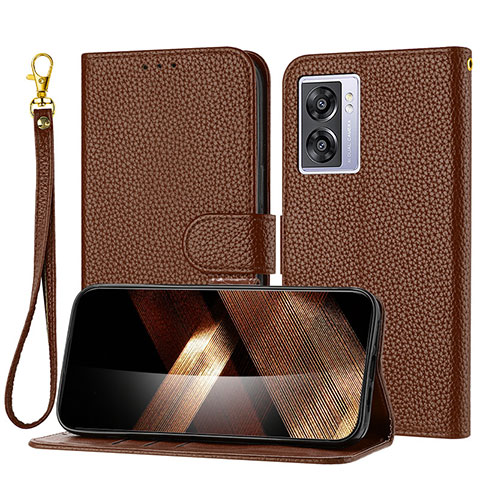 Coque Portefeuille Livre Cuir Etui Clapet Y09X pour Oppo A77 5G Marron