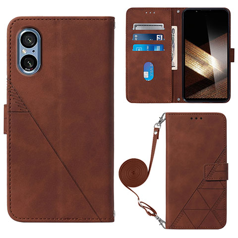 Coque Portefeuille Livre Cuir Etui Clapet YB2 pour Sony Xperia 5 V Marron