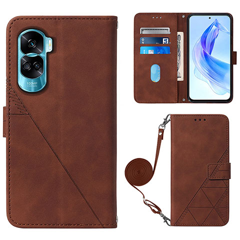 Coque Portefeuille Livre Cuir Etui Clapet YB3 pour Huawei Honor 90 Lite 5G Marron