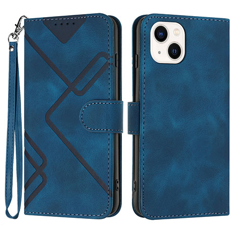 Coque Portefeuille Livre Cuir Etui Clapet YX1 pour Apple iPhone 15 Bleu