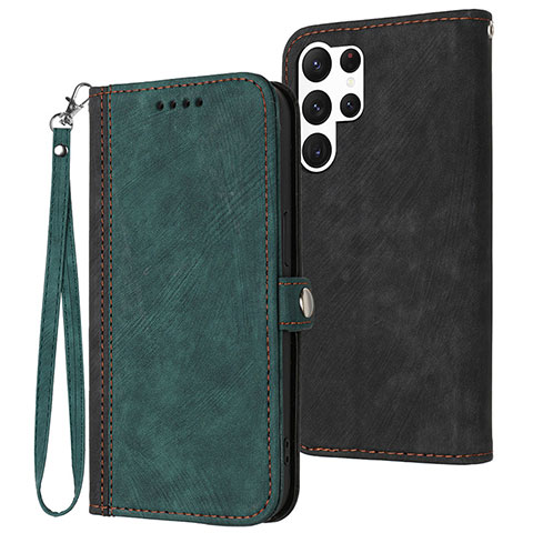 Coque Portefeuille Livre Cuir Etui Clapet YX1 pour Samsung Galaxy S22 Ultra 5G Vert