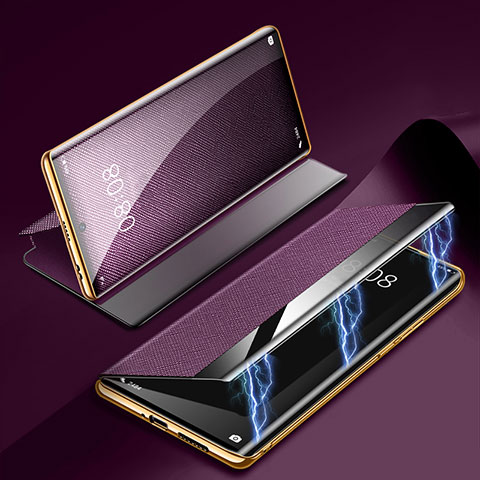 Coque Portefeuille Livre Cuir Etui Clapet Z01 pour Huawei P60 Pro Violet