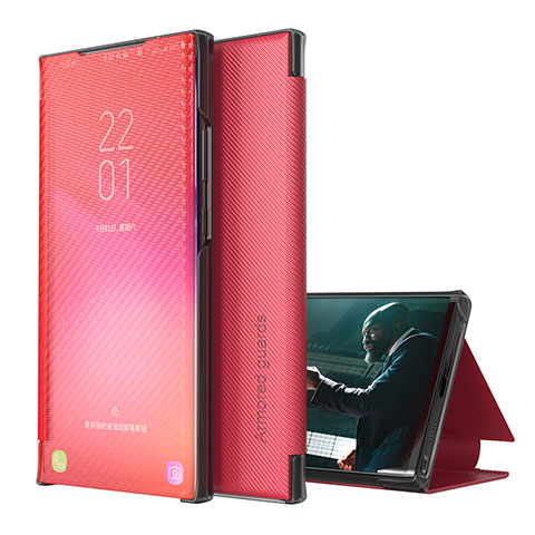 Coque Portefeuille Livre Cuir Etui Clapet ZL1 pour Samsung Galaxy S22 5G Rouge