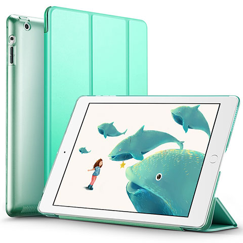 Coque Portefeuille Livre Cuir L01 pour Apple iPad 2 Vert