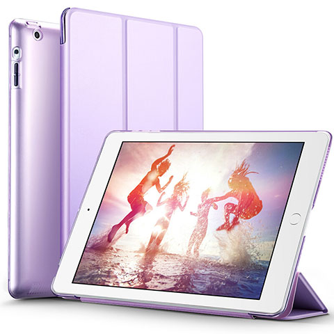 Coque Portefeuille Livre Cuir L01 pour Apple iPad 2 Violet