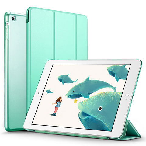 Coque Portefeuille Livre Cuir L01 pour Apple iPad Air Vert