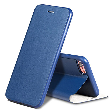 Coque Portefeuille Livre Cuir L01 pour Apple iPhone SE (2020) Bleu