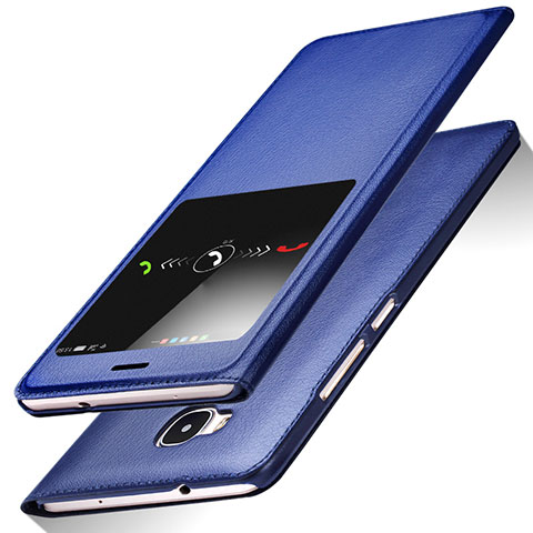Coque Portefeuille Livre Cuir L01 pour Huawei G7 Plus Bleu