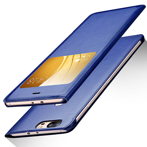 Coque Portefeuille Livre Cuir L01 pour Huawei Honor V8 Bleu