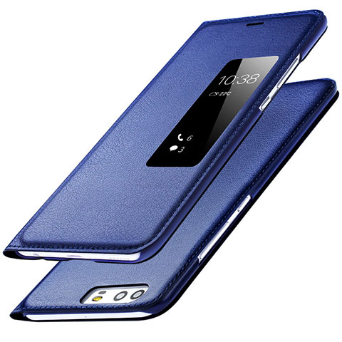 Coque Portefeuille Livre Cuir L01 pour Huawei P9 Bleu