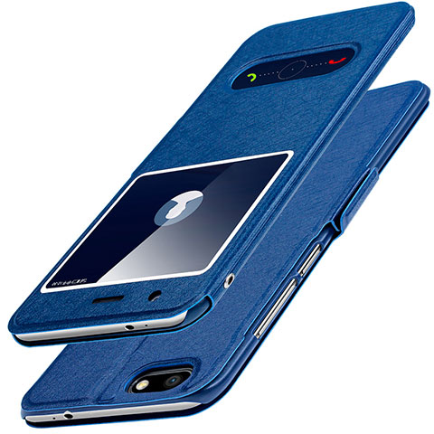 Coque Portefeuille Livre Cuir L01 pour Huawei P9 Lite Mini Bleu
