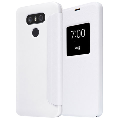 Coque Portefeuille Livre Cuir L01 pour LG G6 Blanc