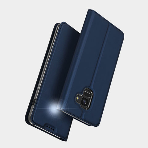 Coque Portefeuille Livre Cuir L01 pour Samsung Galaxy A5 (2018) A530F Bleu