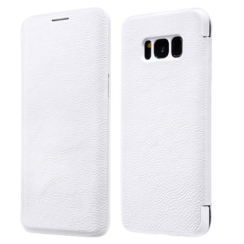 Coque Portefeuille Livre Cuir L01 pour Samsung Galaxy S8 Plus Blanc